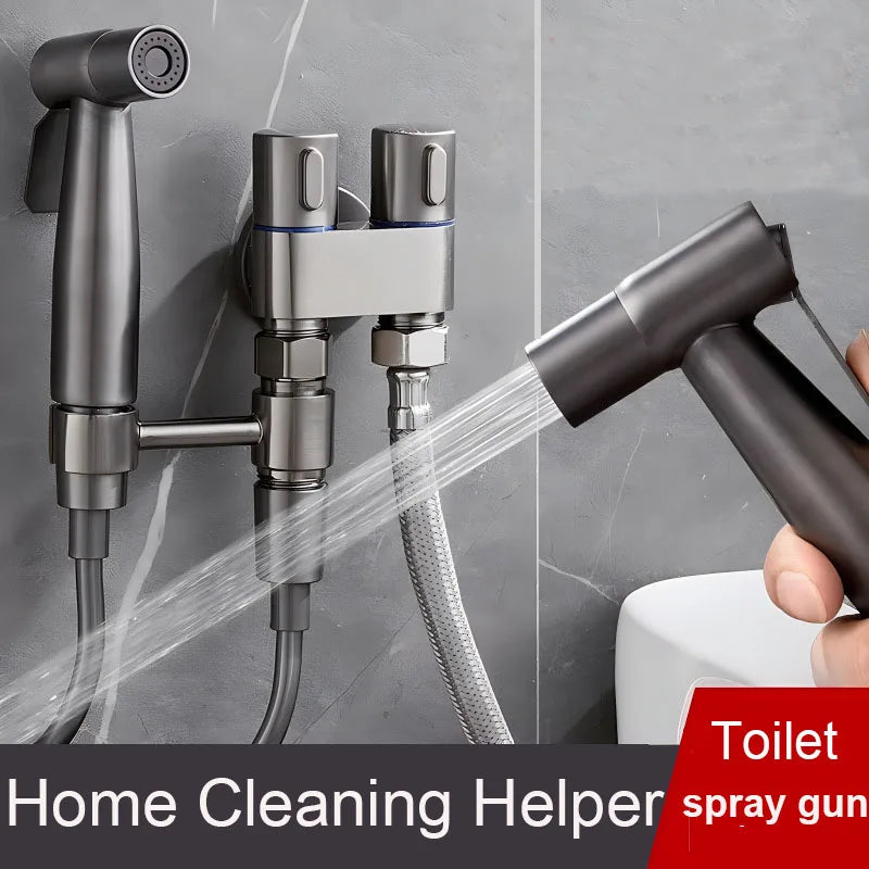 Stainless Steel Bathroom Cold Water Cleaning Bidet Toilet Spraye Portable Bidet Toilet Handheld Flusher Set G1/2 Angle Valve