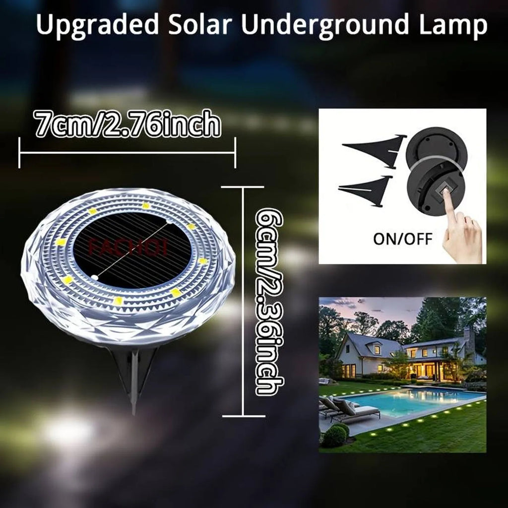 2/4pcs Solar Ground Lights 8LEDs Solar Lights Outdoor Bright LED Solar Disk Lights Outdoor Garden Pathway Driveway Lawn Lights