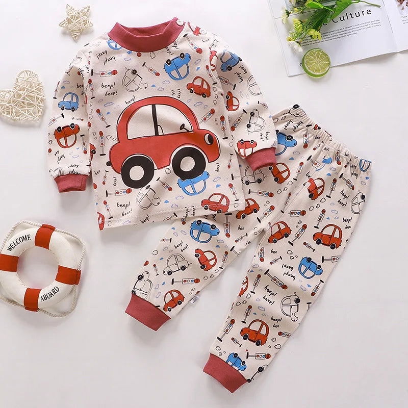 Spring Autumn Children's Clothing Sets Cartoon Sleepwear Clothes Kids Pajamas Set Baby Girls Cotton Pyjamas