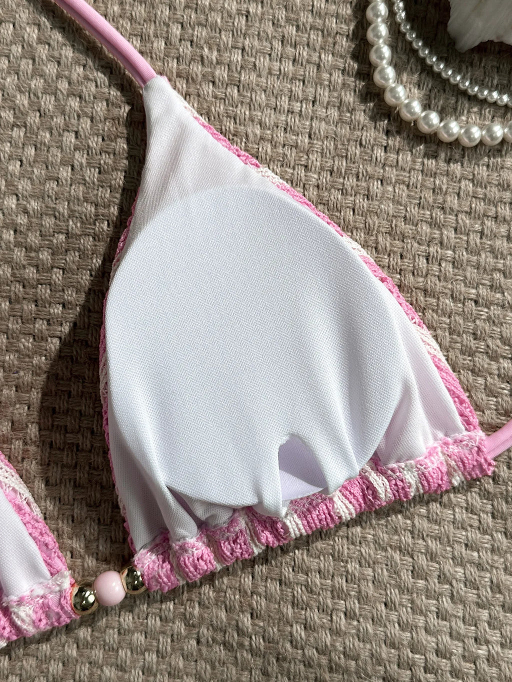 2026 Summer Women's Striped Knitted Solid Color Bikini Set Sexy Fashion Beach Vacation Bandage Swimsuit