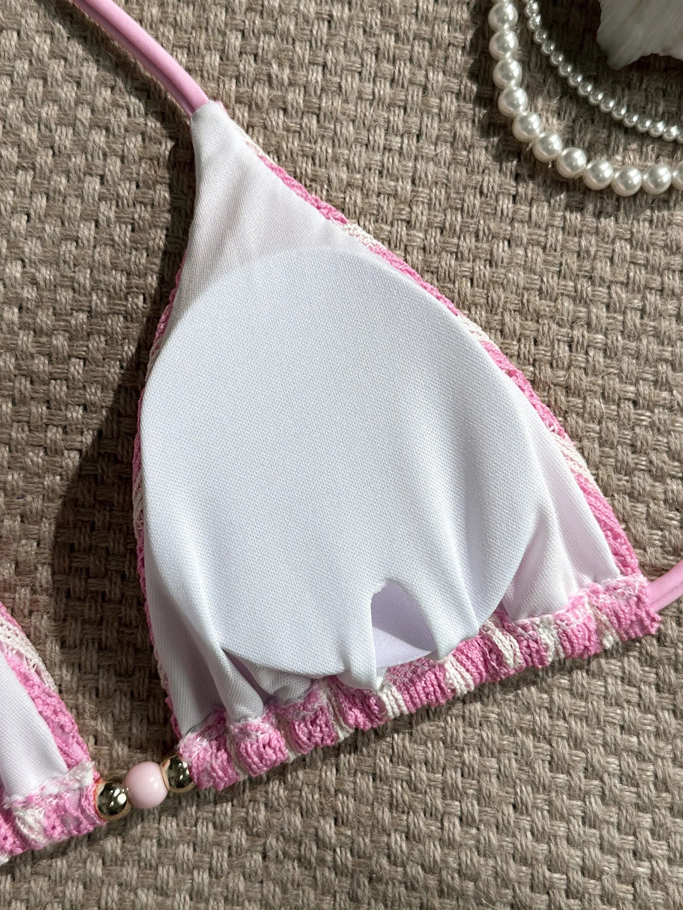 2026 Summer Women's Striped Knitted Solid Color Bikini Set Sexy Fashion Beach Vacation Bandage Swimsuit