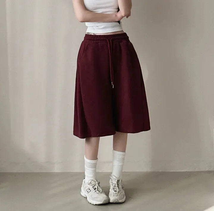 Summer Drawstring Wide Leg Shorts Women Fitness Running Loose Casual Large Sports Shorts Sweat Short High Elastic Lace Up Pants