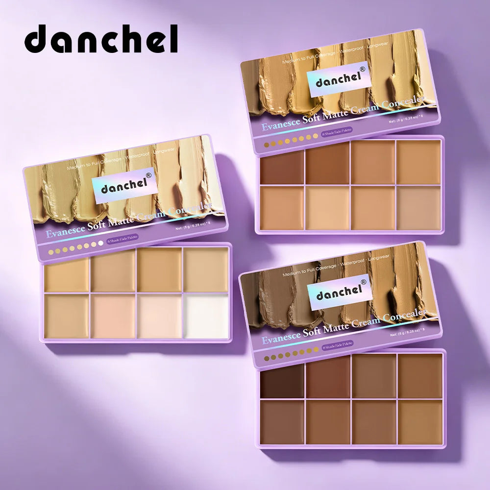 8 Shade Soft Matte Cream Concealer Palette Full Coverage Fade Dark Circles Blemishes Waterproof Long Lasting Oil Control Makeup