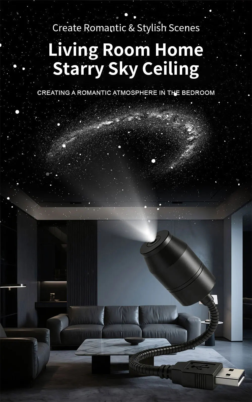 Car Interior Light Roof Star Light USB LED Starry Atmosphere Projector Decoration Night Party Decor Romantic Saturn Galaxy Light