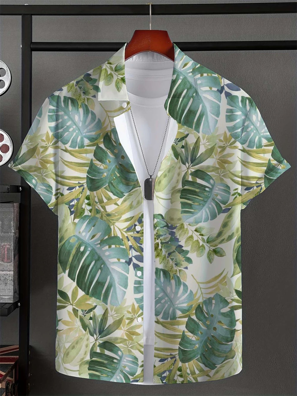 Leaf Tropical Men's Shirt Resort Hawaiian 3D Printed Shirt Outdoor New Vacation Beach Summer Turndown Short Sleeve Hawaii Shirts