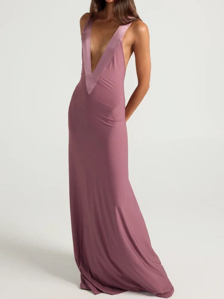 Trendy Minimalist Maxi Dress Designers Satin Floor-length Bodycon Women Formal Gown Romantic Club Wedding Guest Outfit