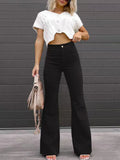 2025 Corduroy Trousers All Season Women Solid Button Fly Pocket Loungewear Slim Fit Ladies Flare Pants Streetwear Dropshipping