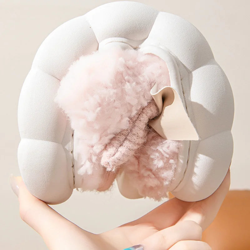 Cotton slippers for Women Autumn and Winter Thick Sole Indoor Home Warm Couples Shoes Bow Non-Slip Flat Platform Women's Slipper