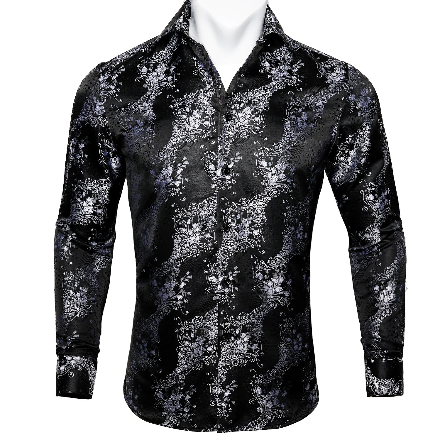 Gold Paisley Bright Shirts Men Autumn Long Sleeve Casual Flower Shirts For Men Designer Fit Dress Shirts BCY-07