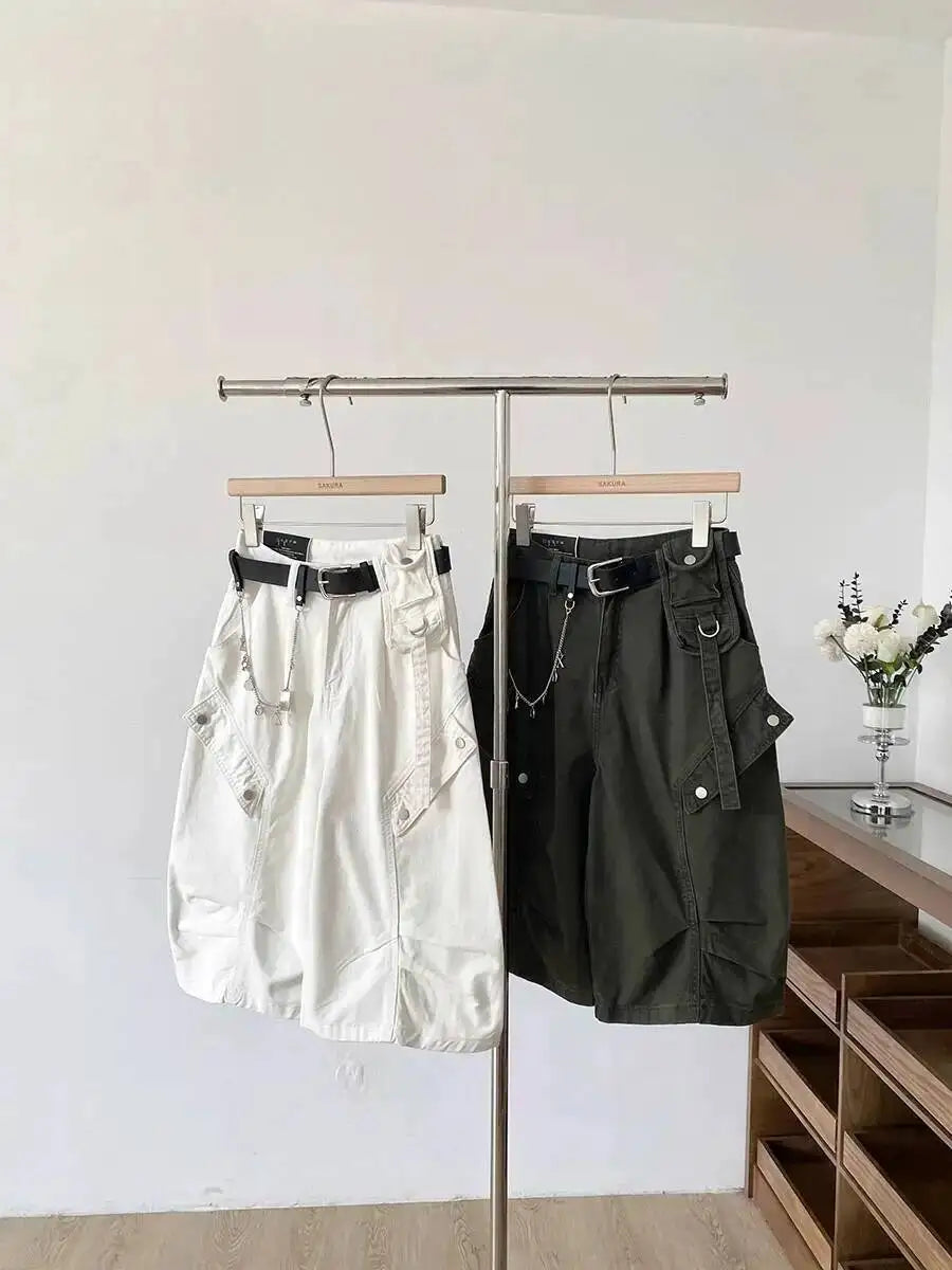 Women Denim Shorts 2026 New Summer Women's High Waist Slim Denim Cargo Pants Wide Leg Capri Pants Versatile Trousers