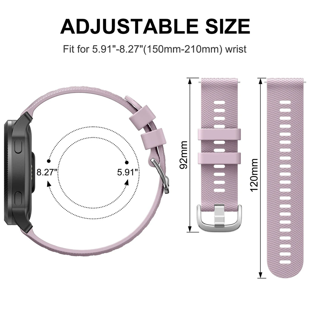 18/20/22mm Strap For Garmin Forerunner 170 70 255S 245 645 970 570 55/Venu 4 3 3S 2 2S/Vivoactive 6 5 4 Silicone Band Bracelet