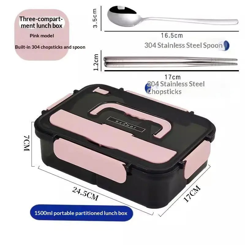 2/3 Compartment Bento Lunch Box With Leak Proof Lids Food Grade Material For Work School Travel Daily Meal Prep