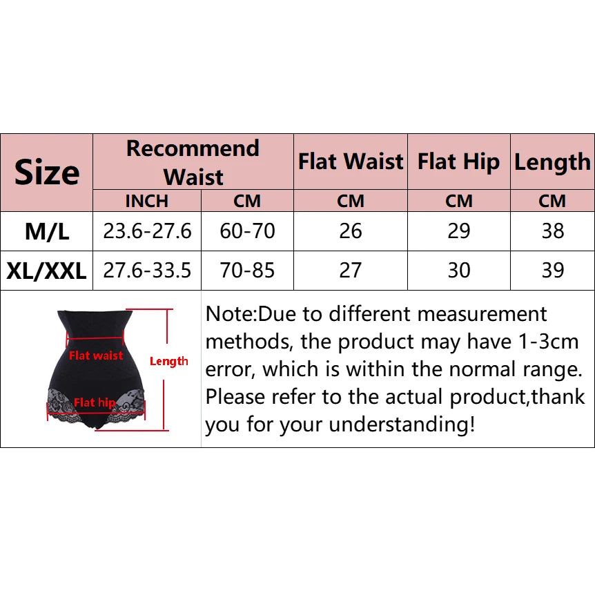Women High Waist Panties Body Shaper Tummy Control Underwear Butt Lifting Shapewear with Lace Slimming Belly Waist Trainer