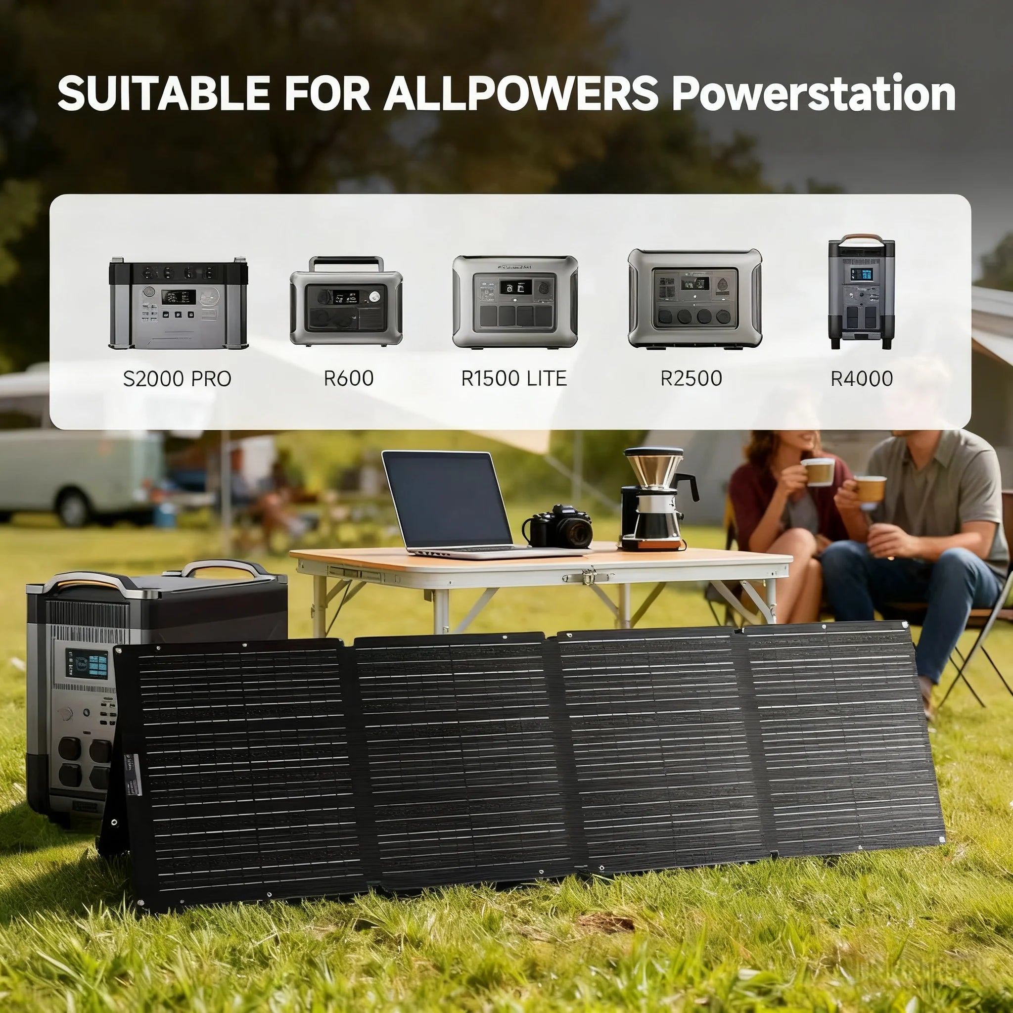 ALLPOWERS Portable Solar Panel 60W 100W 200W with Solar Output Waterproof IP68 Solar Charger for RV Laptops Camp