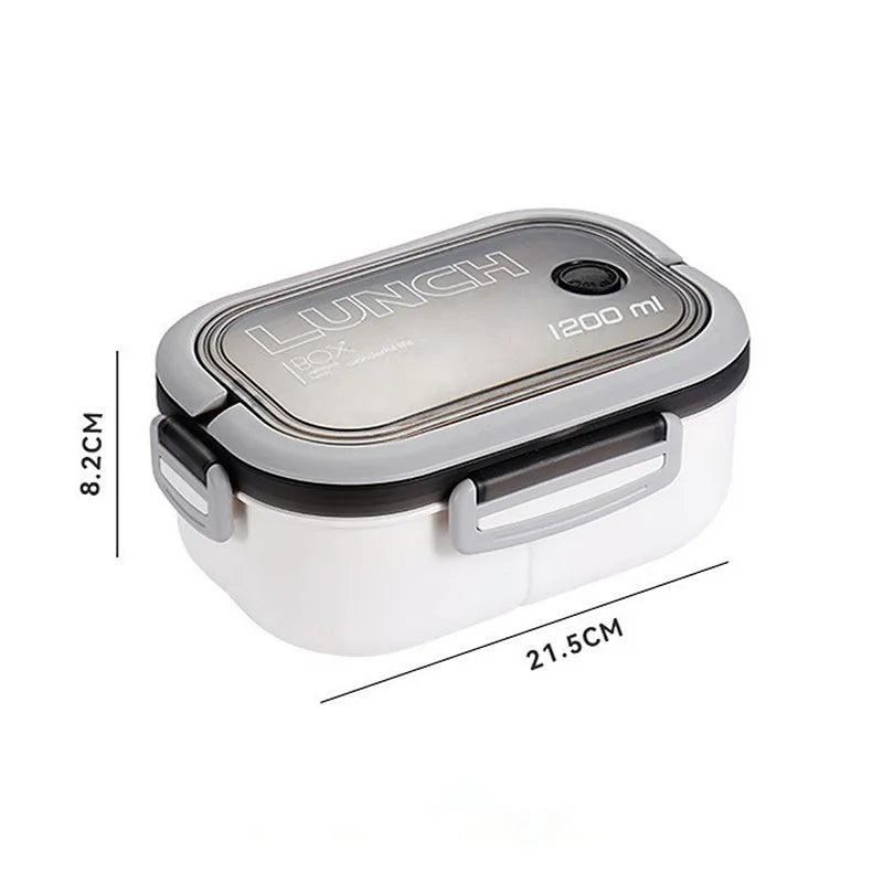 1500ML Lunch Box Food Storage Box 3 Grids Student Office Worker Microwave Bento Box Outdoor Picnic Container With Fork Spoon