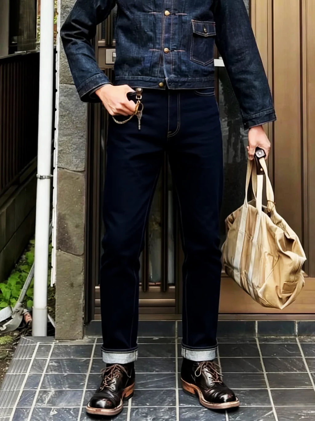 DOUBEL American Retro Ameika Vintage  Material 168 Oz Heavy Ear Denim Jeans Low Waist Zipper Cotton Straight Leg Spring