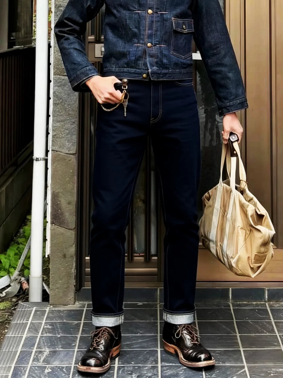 DOUBEL American Retro Ameika Vintage  Material 168 Oz Heavy Ear Denim Jeans Low Waist Zipper Cotton Straight Leg Spring