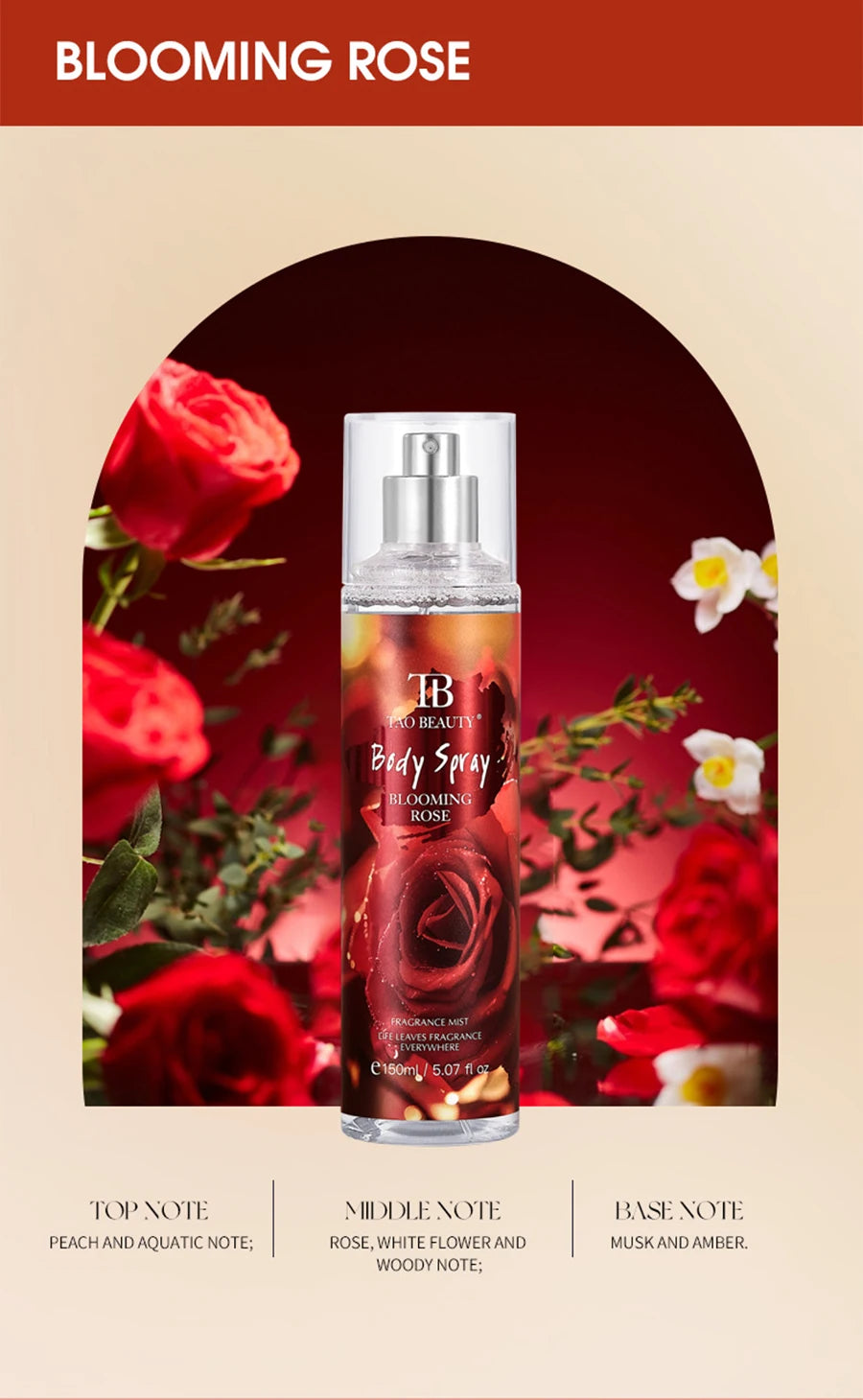 150ml Fragrance Spray, Long-Lasting Perfume, Light Floral Fruity Scent, Rich Rose Blackberry Botanical Fresh Scent Spray