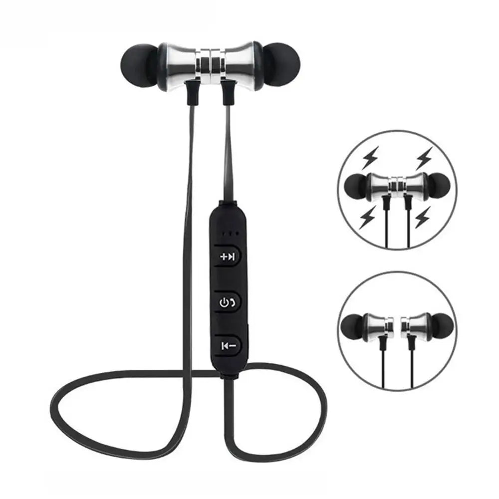 Magnetic Wireless Bluetooth Stereo Music Earphone In-Ear Headset Sport Earbud Earpiece With Microphone For iPhone Xiaomi Huawei