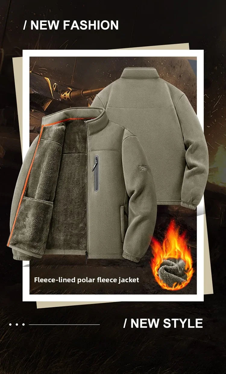 Winter Jacket Men's Fleece Jacket Winter Thickened Zip Up Coat Outdoor Thermal Warm Fleecewear For Sports Men's Winter Jacket