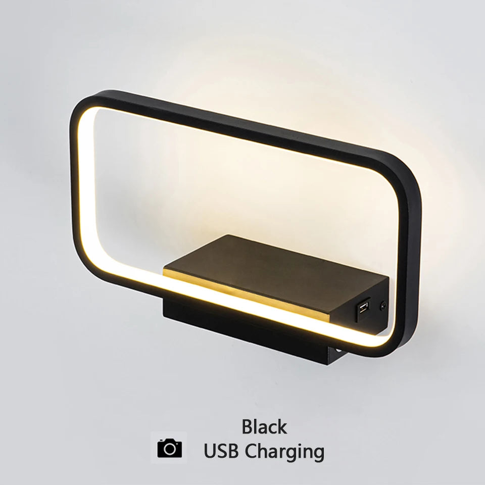 Wall Light Indoor 12W Touch Switch 3 Colors Dimming USB Charge With Wireless LED Wall Lamps For Living Room Bedroom Stair Modern