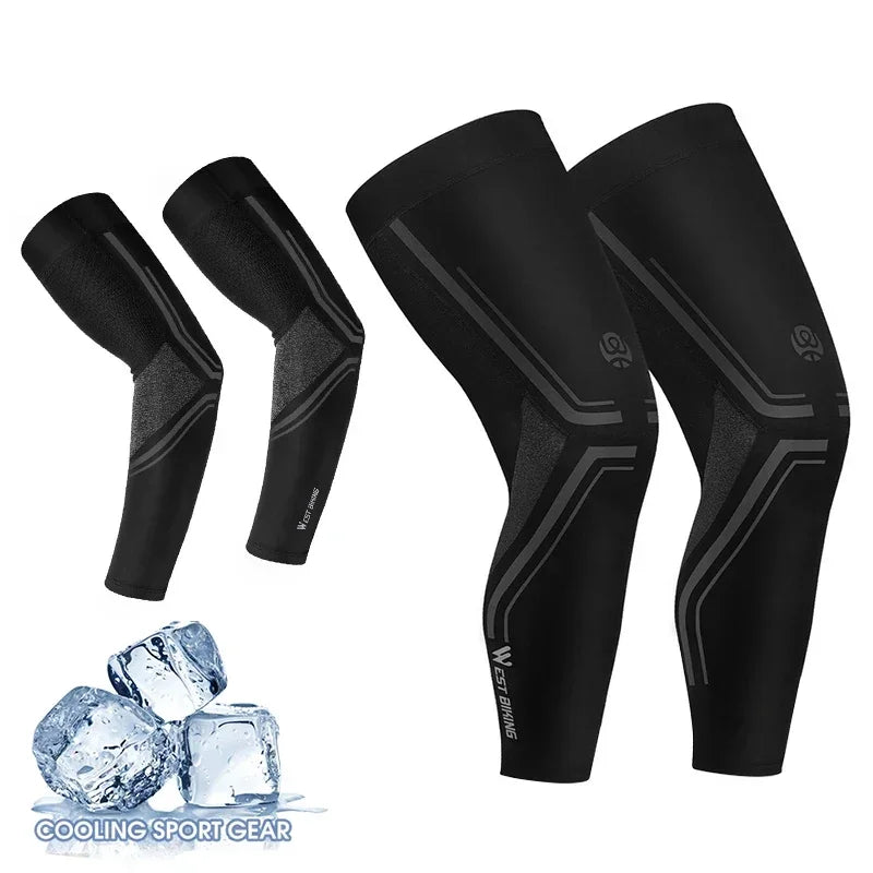 WEST BIKING Sports Compression Leg Sleeves Men Women MTB Winter Fleece Leg Warmers Men Women Cycling Running Basketball Leggings