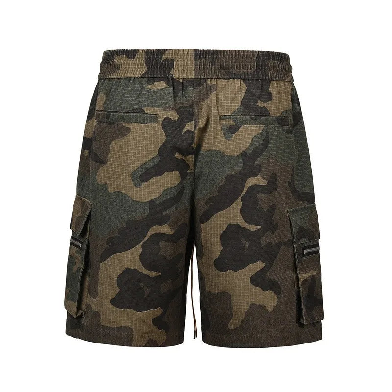 2026 Spring Summer Men Shorts Camouflage Cargo Pants Accordion Pocket Beach Bottoms Outfit