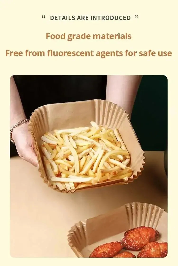 50Pcs Air Fryer Disposable Paper Non-Stick Airfryer Baking Papers Round Air-Fryer Paper Liners Paper Kitchen Accessories
