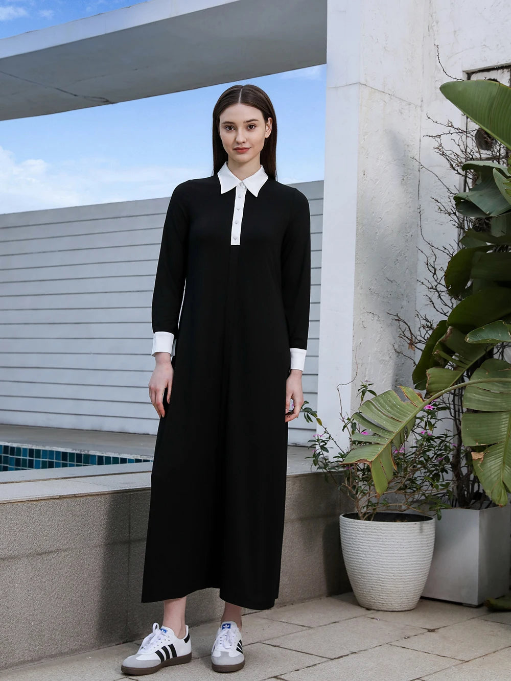 AP SS25 Women Satin Patchwork Modal Dress Soft Batwing Sleeve Maxi Dress Loose Clothing Satin Cuff
