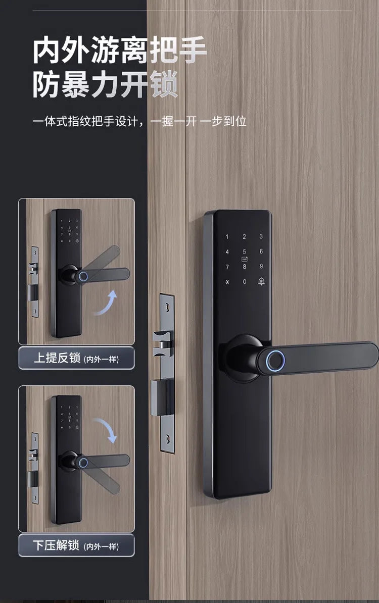 MOES Tuya ZigBee Smart Door Lock Indoor Password Fingerprint Remote Unlock Keycard Tamper Alarm Battery Powered Work With Alexa