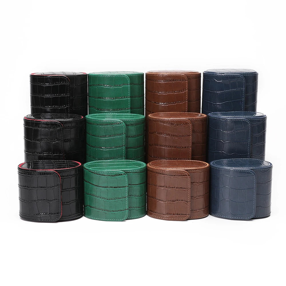 Luxury Crocodile Watch Storage Box Custom Name Travel 1 2 3 Slots Watches Roll Aligator PU Leather Brand Watch Display Case Bag