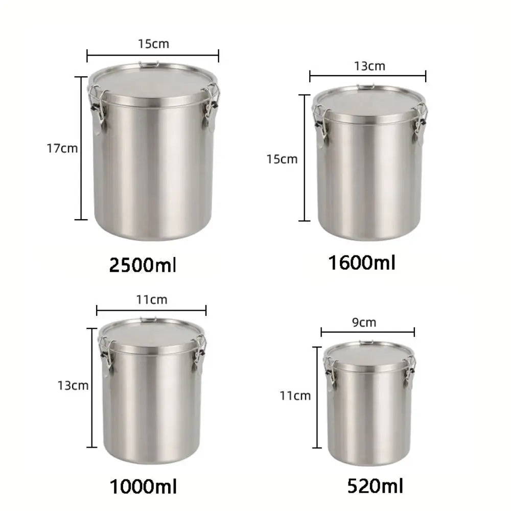 520/1000/1600/2500ml Stainless Steel Storage Tank Leak-Proof with Scale Grain Storage Box Airtight Sealed Grains Sealed Bucket