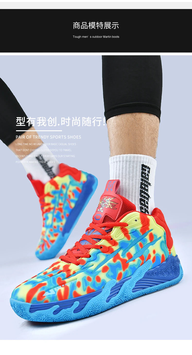 Men Basketball Shoes Field Training High-top Comfortable Non-slip Sports Footwear Luxury Lace-up Flat Sneaker for Men Traf Homme