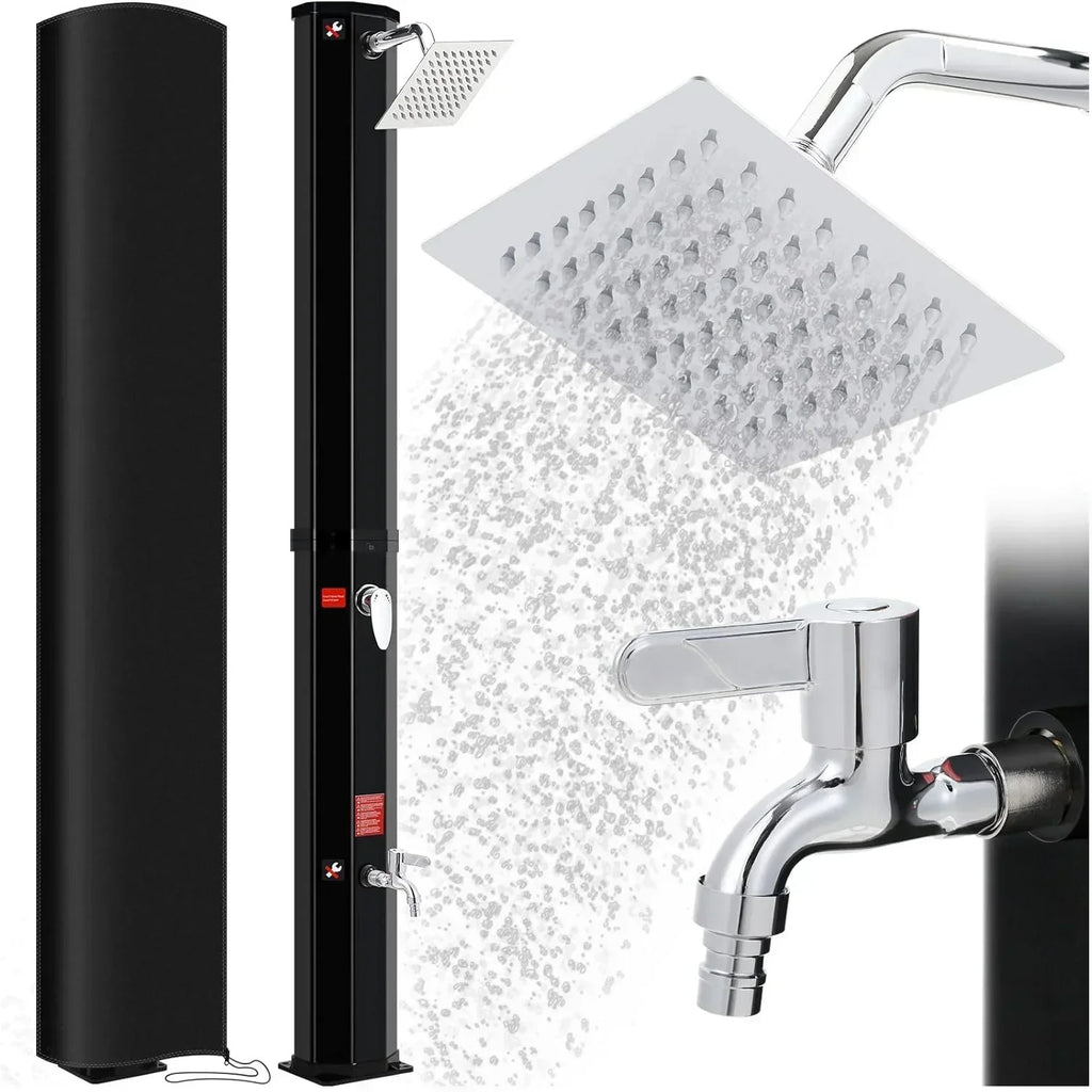 60L Freestanding Outdoor Solar Heated Shower,Outdoor Pool Showers for Outside,High 228cm Solar Shower Column 360° Swivel Shower
