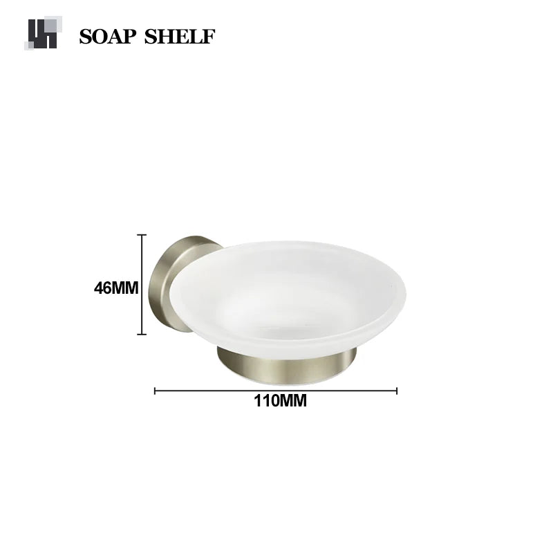 Brushed Nickel Wall Mount Stainless Steel Bathroom Hardware Set Towel Bar Towel Ring Paper Holder Robe Hook Bathroom Accessories