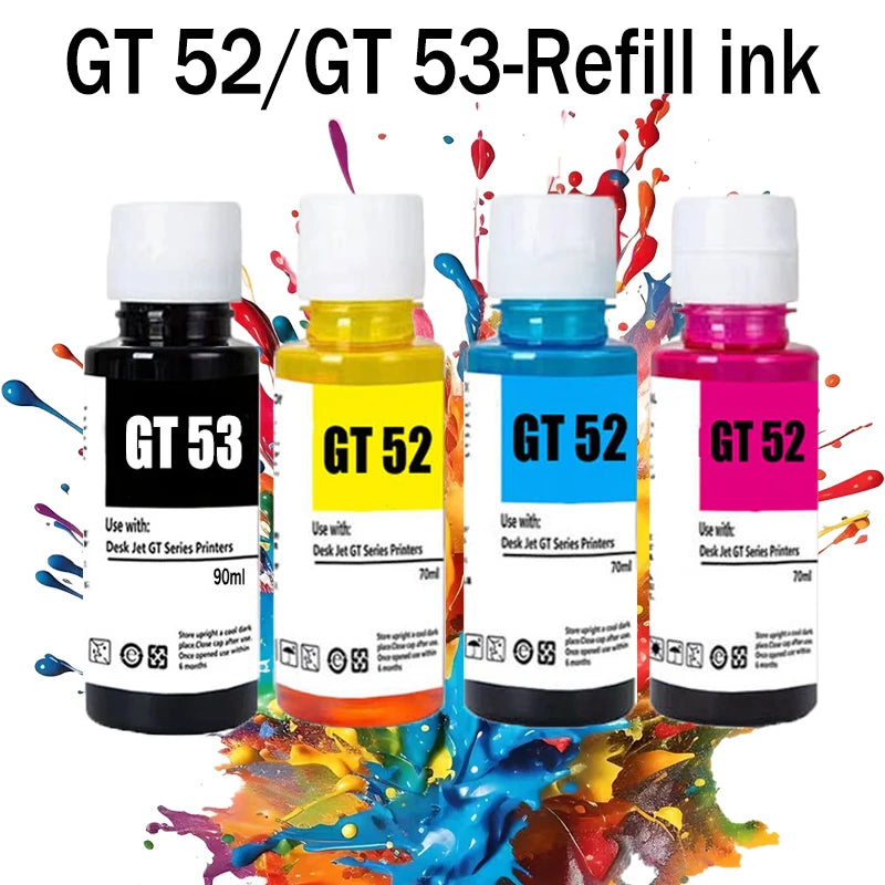 GT-52 GT-53 gt52 gt53 Refill Ink For HP GT5820 GT411 GT582 GT410 518 519 510 531 672 726 755 798 Printer Refill Dye Ink