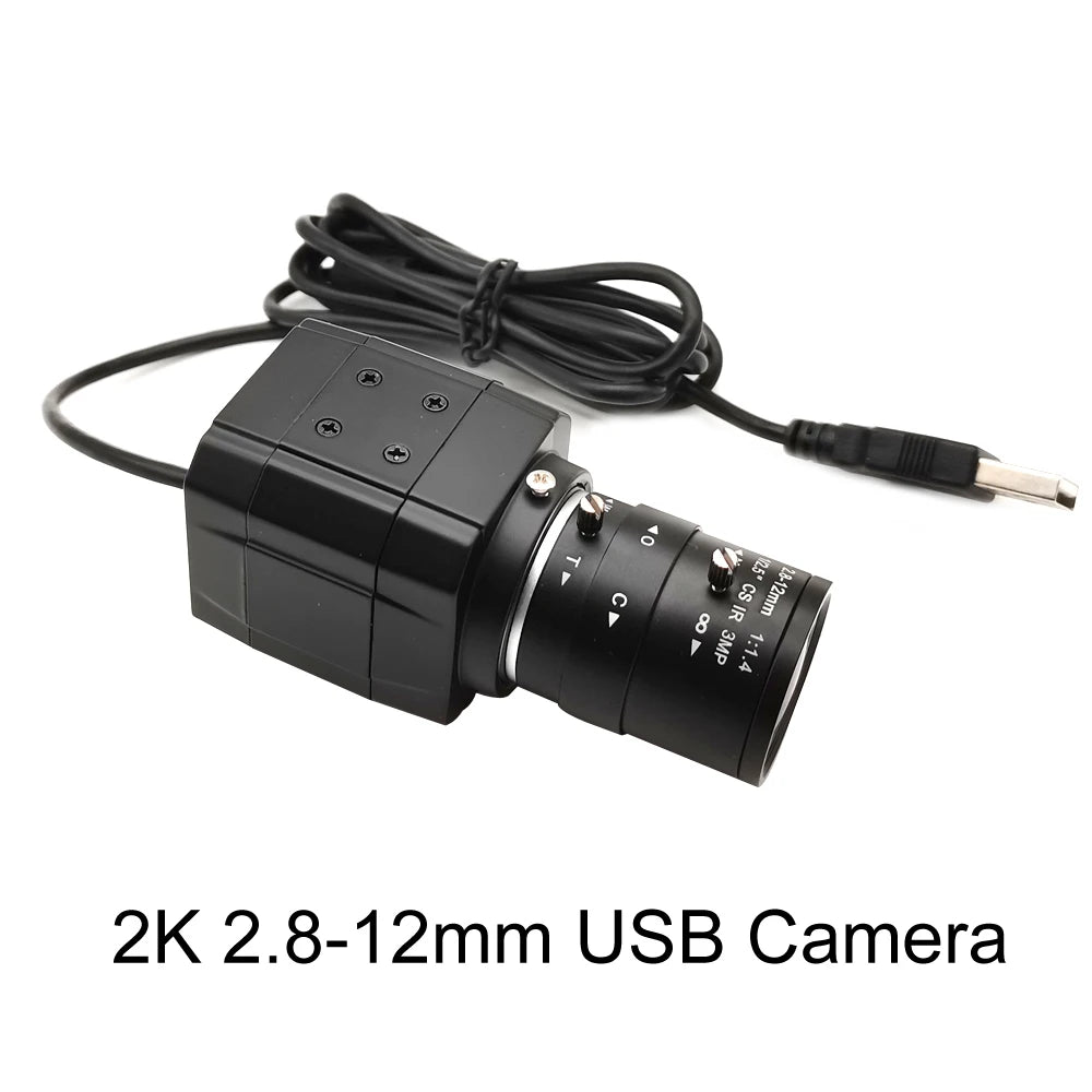 HD 4K USB Webcam With 2.8-12mm Varifocal Zoom Lens 2K 4MP PC Usb Video Camera UVC OTG Plug And Play For Live Streaming