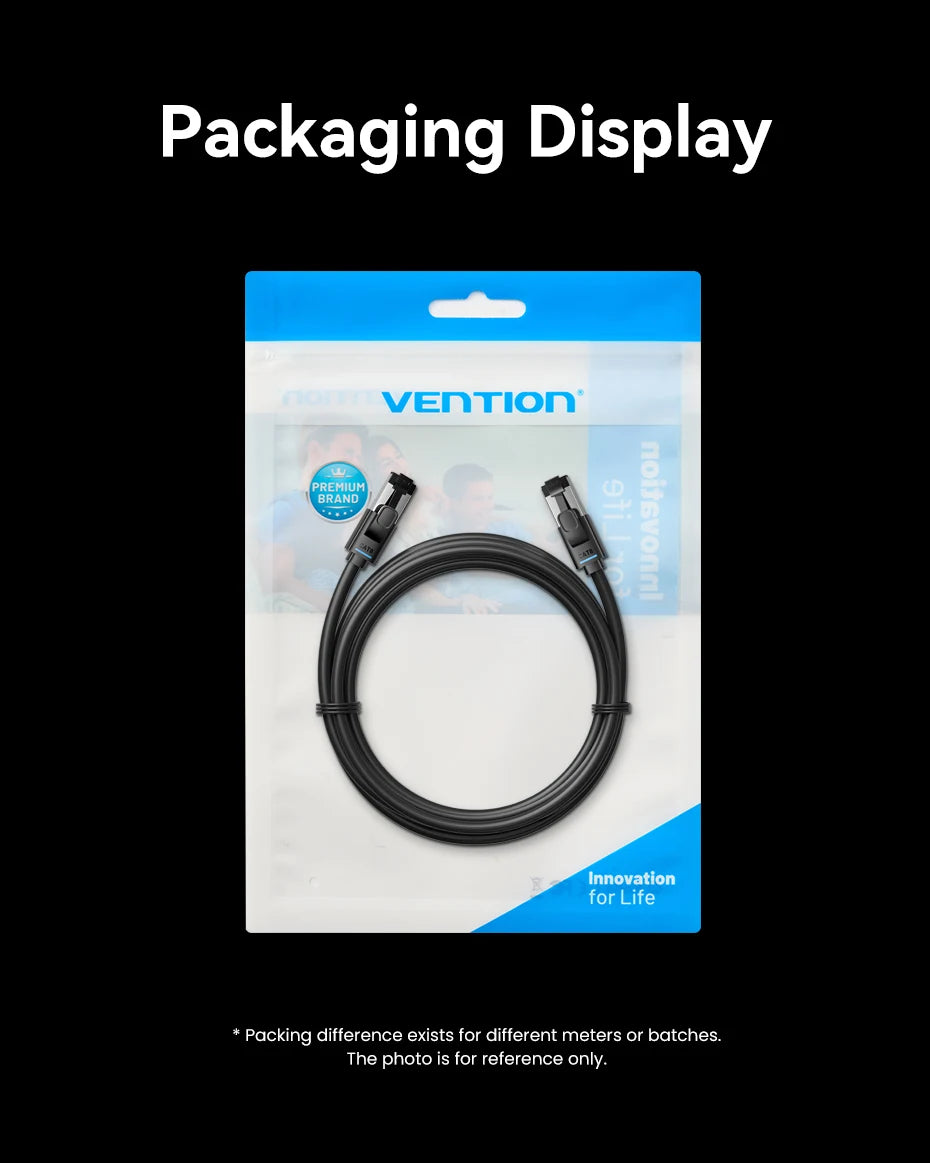 Vention CAT8 Ethernet Cable High Speed SFTP 40Gbps 2000MHz RJ45 Shielded Indoor for Router PC PS5 Modem Xbox Network Lan Cord