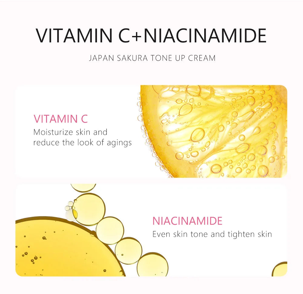 LAIKOU Japan Sakura Original Tone up Cream Moisturizing Nourishing Skin Face Cream Brightening Cream Face Skin Care 60g