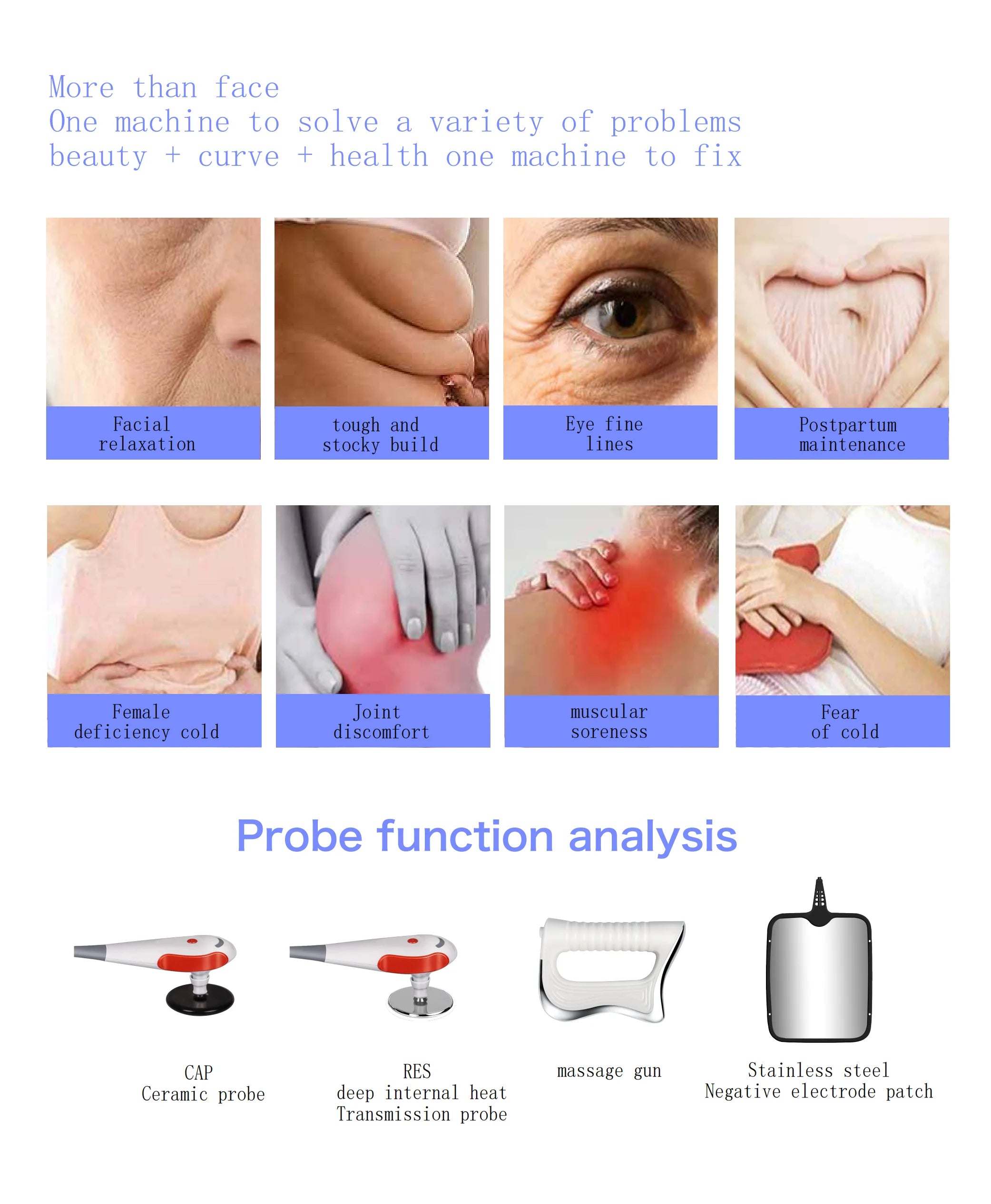 Portable 448KHZ RF Tecar Therapy RET CET Diathermy Body Sliming Machine Pain Relief Skin Tightening Indiba