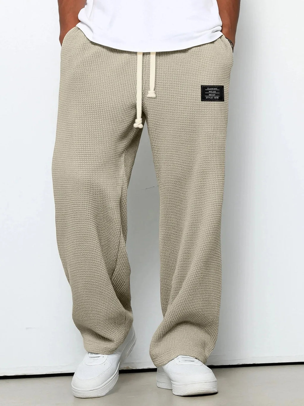 Men's Stretch Straight-Leg Sweatpants Spring-Autumn Fashion Loose-Fitting Wide-Leg Casual Pants for Sports and Leisure