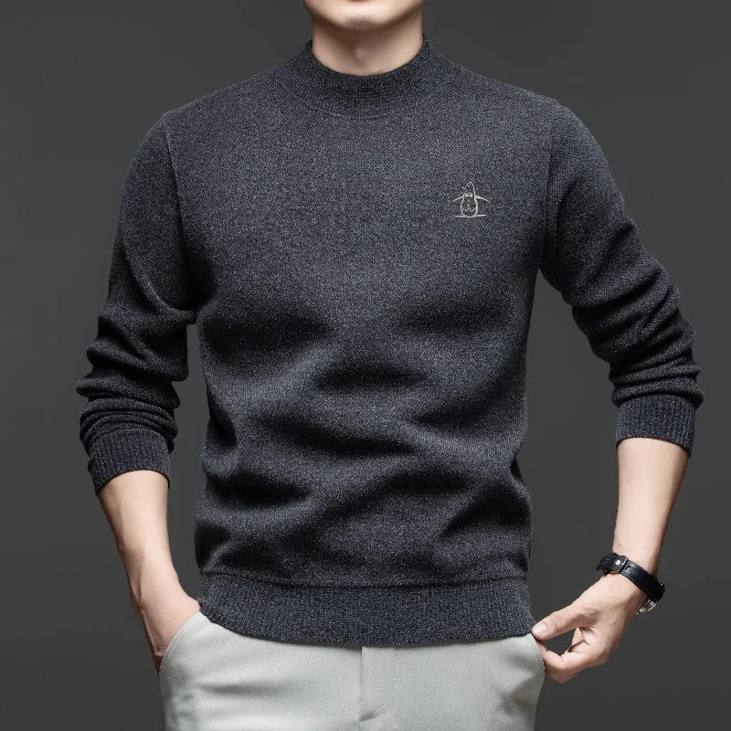 High Quality Hot Selling Autumn Winter Comfortable New Knitted Sweater Men's Personalized Brand Penguin Embroidery Warm Pullover