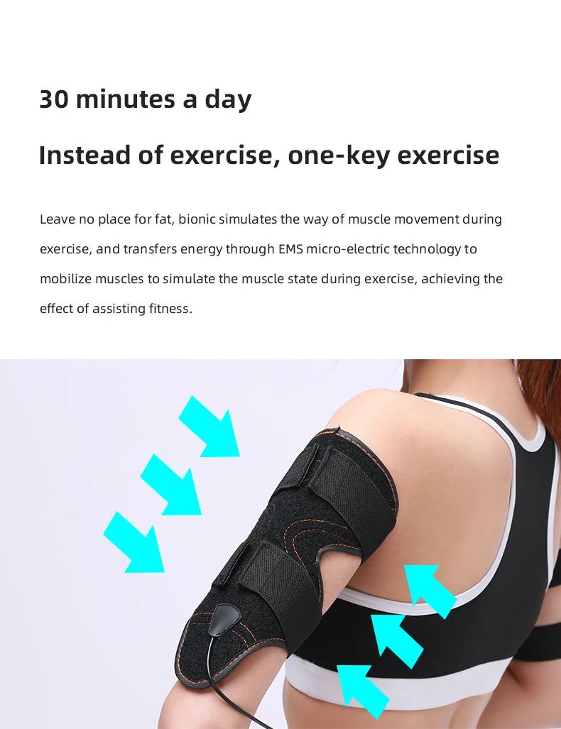 Electric Muscle Stimulator ABS Toning Belt,Gym Sports Weight Loss Body Shaper Vibrator Arm Belly Waist Massager EMS Arm Traine