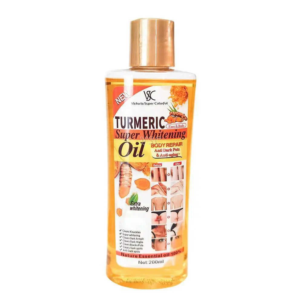 Turmeric Super Whitening Oil 200ml | Anti-Dark Spots & Anti-Aging Body Repair Essential Oil with Wheat Germ & Sweet Almond Oil