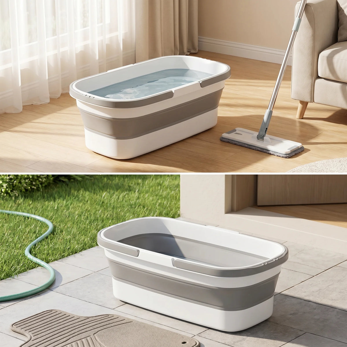 Foldable Mop Bucket Does Not Take Up Space, Water Storage Bucket, Mopping Bucket, Rectangular Large-Capacity Bucket, Thickened W