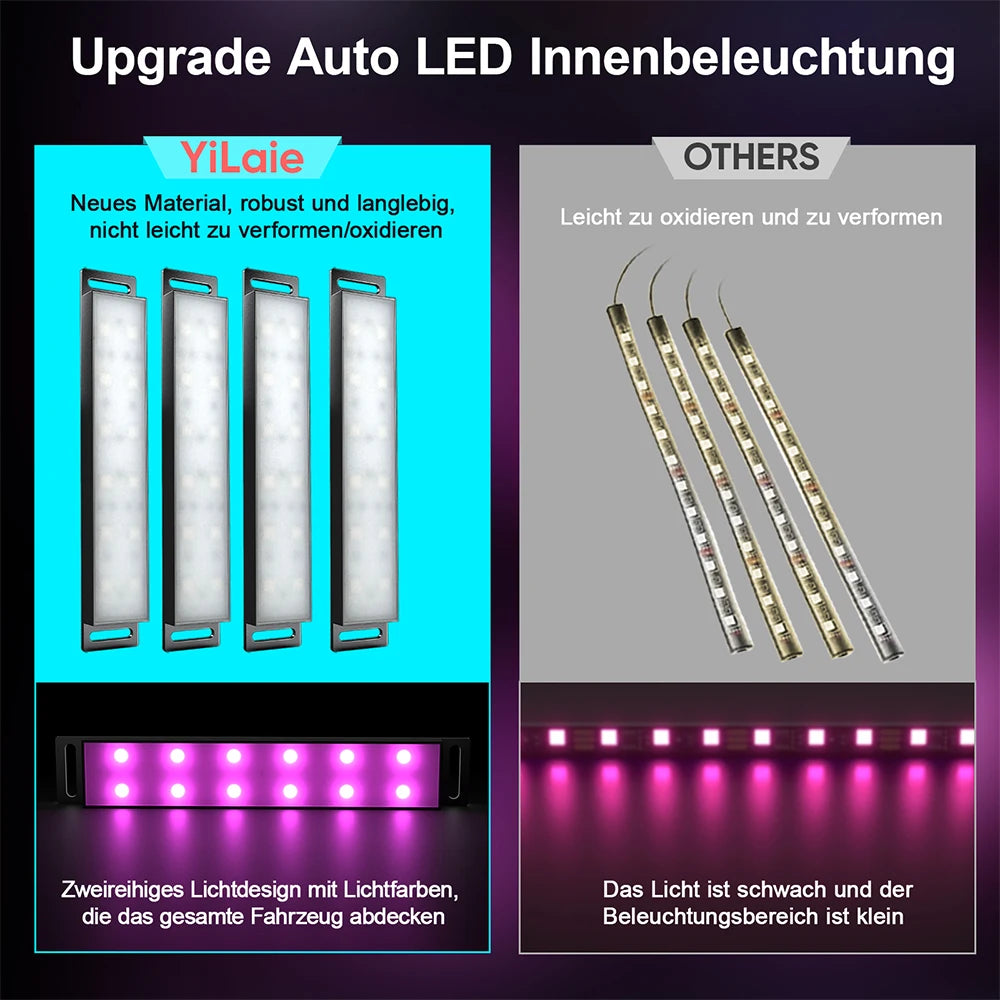 USB Neon Car Interior Decorative Lamps Strips Atmosphere Lights  Remote Music App Control RGB  LED Ambient Lights Party Lamps