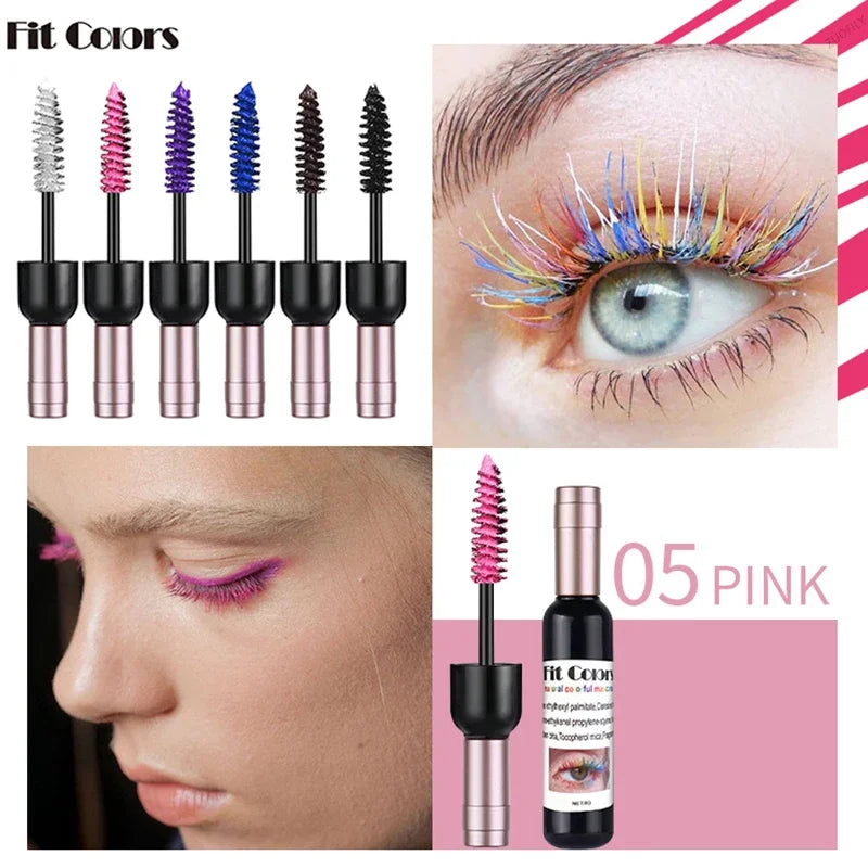 4D Colorful Mascara Waterproof Eyelash Extension Glitter Fast Dry Long-lasting Curling Purple Blue Pink Party Makeup Cosmetic