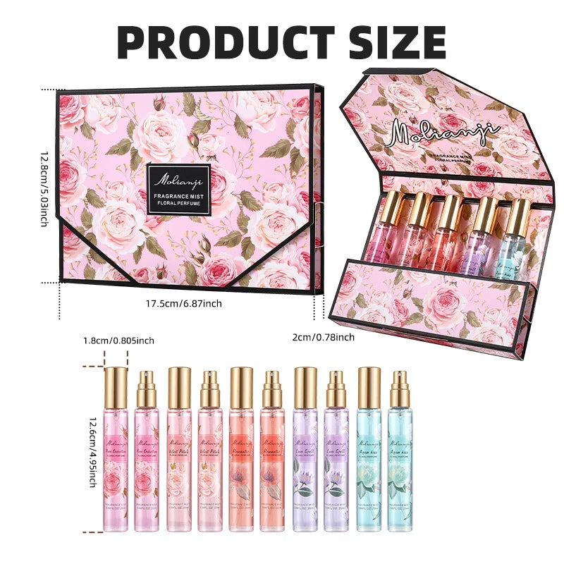 5pcs Women's Perfume Gift Set - Long-lasting Floral-Fruity Fragrance,Travel Size Body Mist Suitable for Her, Floral Fruity Vanilla Scent with Formula, Elegant Perfume for Birthdays, Valentine's Day, Christmas, New Year Gifts