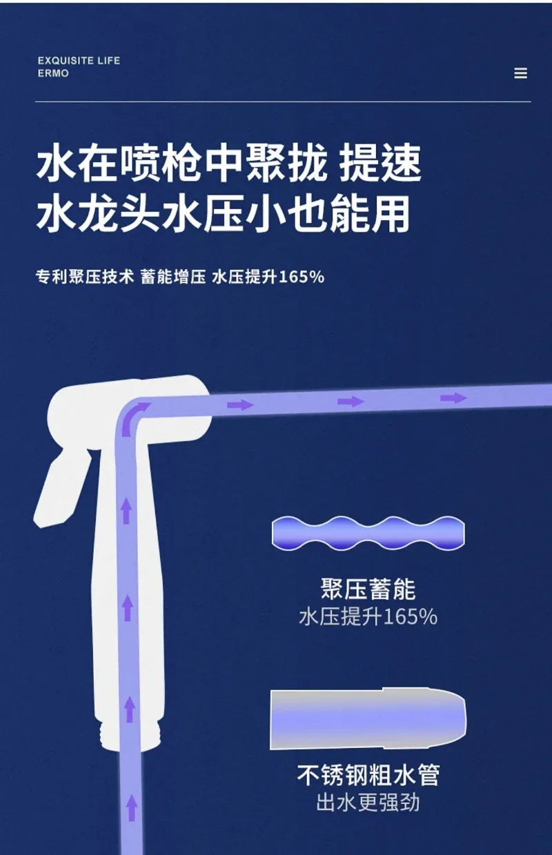 Handheld Bidet Sprayer Set 304 Stainless Steel Spray Gun Shower Handheld Toilet Bidet Faucet Sprayer Shower Nozzle Self Cleaning