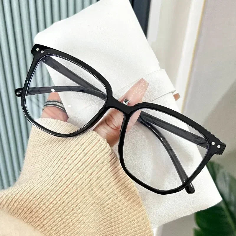 Anti Blue Light Presbyopia Eyeglasses Vintage Trend Oversized Square Hyperopia Eyewear Finished Prescription Reading Glasses